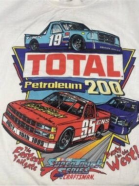 Vintage 1995 Summit NASCAR TOTAL Petroleum 200 Graphic Tee - White XL